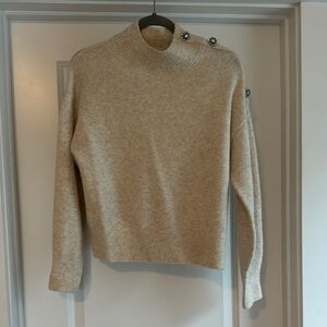 H&M Cream Turtleneck Sweater with Button Accents